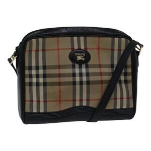 Burberry Nova Check Shoulder Bag Canvas Beige Gold